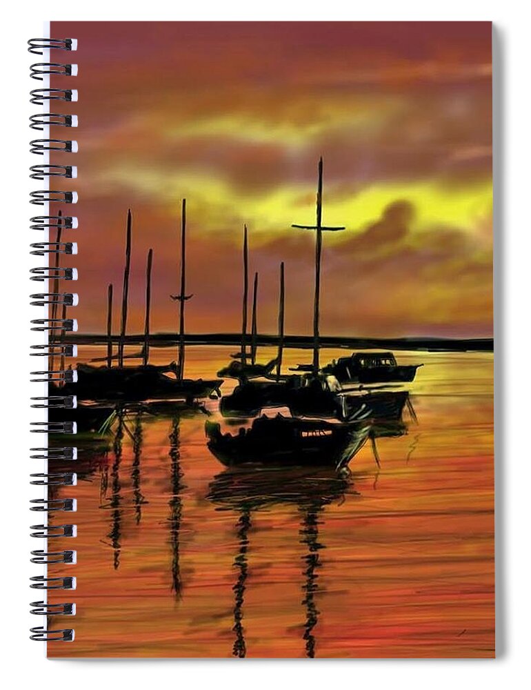 Water Spiral Notebook featuring the digital art Sunset by Darren Cannell