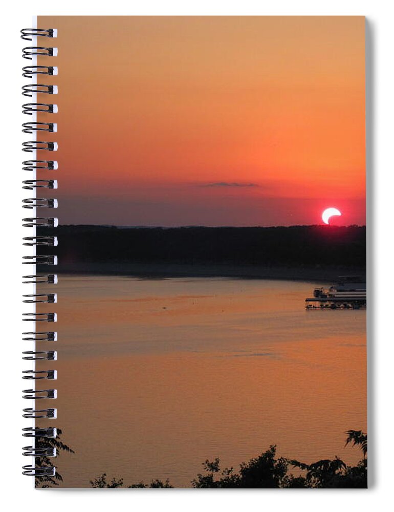 Solar Eclipse Spiral Notebook featuring the photograph Sunset eclipse. by Life Makes Art