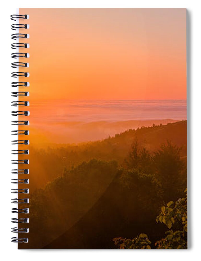 Pacific Spiral Notebook featuring the photograph Sunset Fog over the Pacific #1 by Bryant Coffey