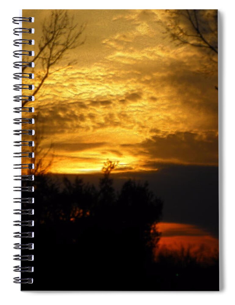 Photo Art Craig Walters Sunset Farm Tree Forest Trees Photograph Woods Sun Set Setting A An The Photographic Artist Artistic Spiral Notebook featuring the digital art Sunset from Farm by Craig Walters