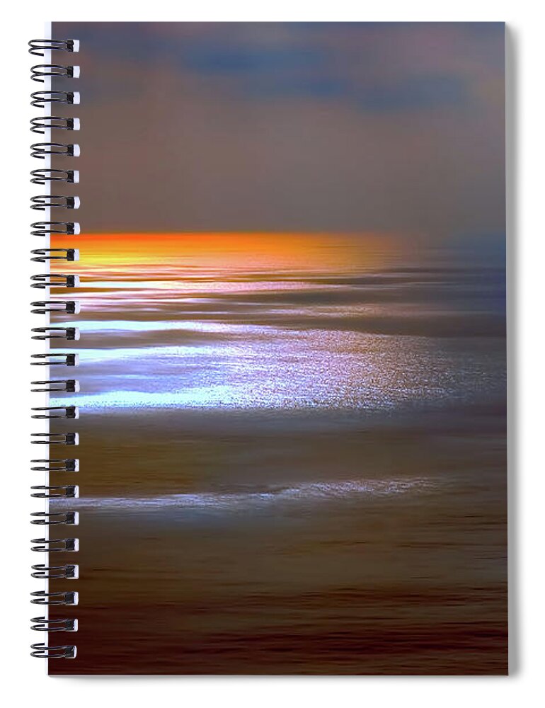 Tranquility Spiral Notebook featuring the photograph Sunset Glow by Lena Owens - OLena Art Vibrant Palette Knife and Graphic Design