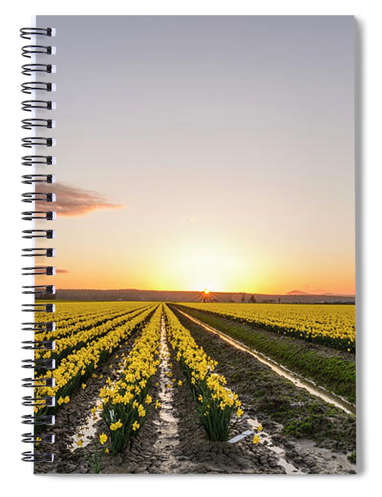 Skagit Valley Spiral Notebook featuring the digital art Sunset in Skagit Valley by Michael Lee