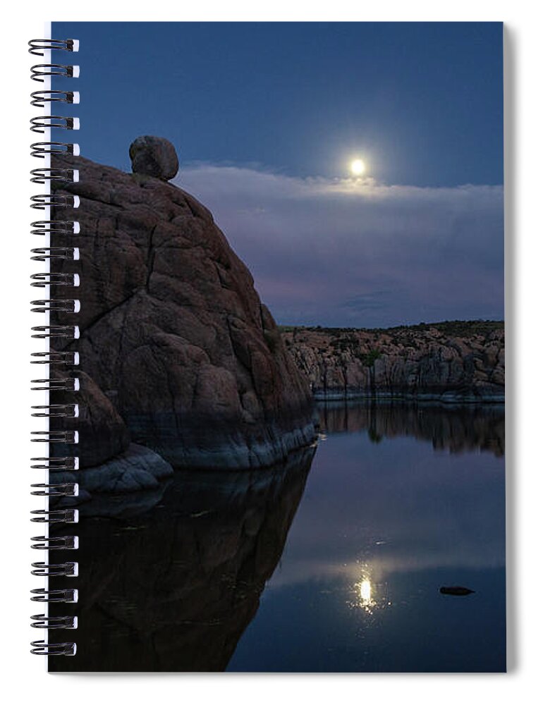 Arizona Spiral Notebook featuring the photograph Sunset moon reflection by Gaelyn Olmsted