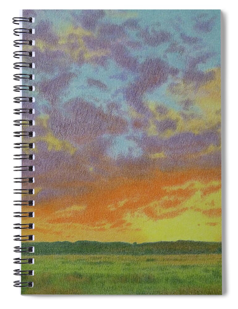 Montana Landscapes Spiral Notebook featuring the pastel Sunset near Miles City by Cris Fulton