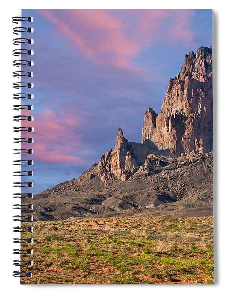 Arid Climate Spiral Notebook featuring the photograph Sunset on Agathla Peak by Jeff Goulden