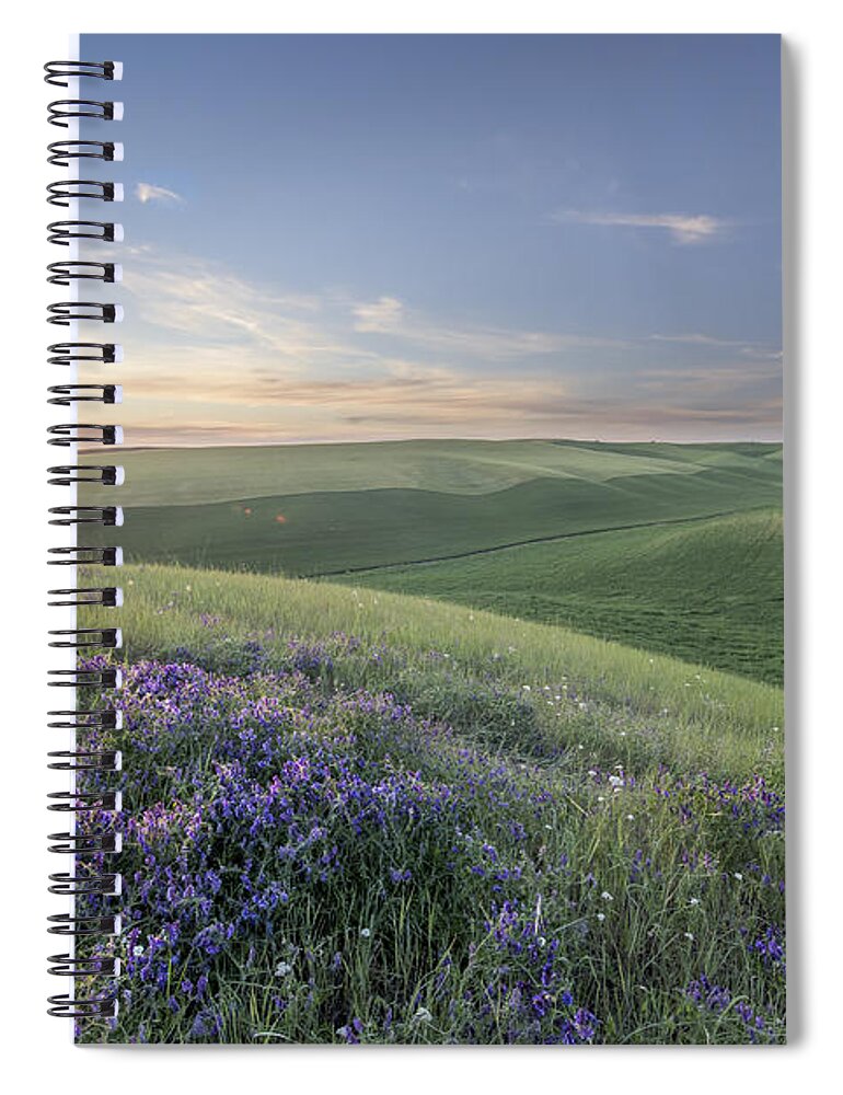 Agriculture Spiral Notebook featuring the photograph Sunset on the Farm by Jon Glaser