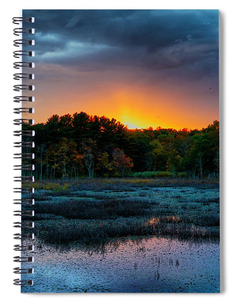 Sunset Spiral Notebook featuring the photograph Sunset over Ipswich River by Lilia D