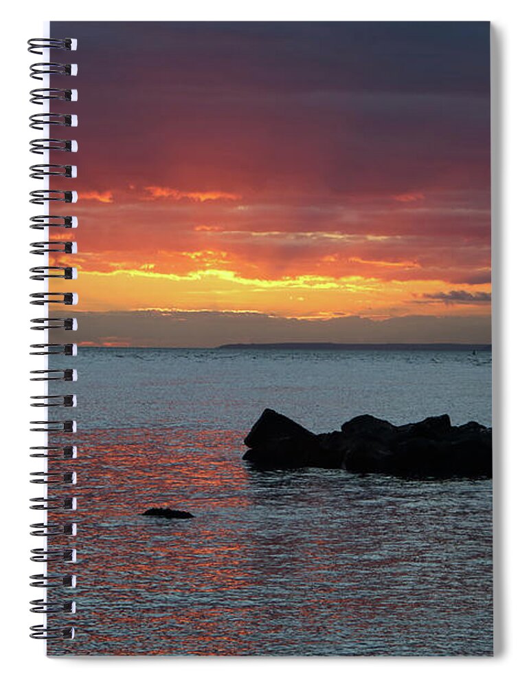 Sunset Spiral Notebook featuring the photograph Sunset over the solent Hampshire England UK by Julia Gavin
