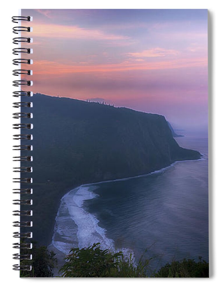 Sunset Spiral Notebook featuring the photograph Sunset Over Waipio Valley Overlook by Susan Rissi Tregoning