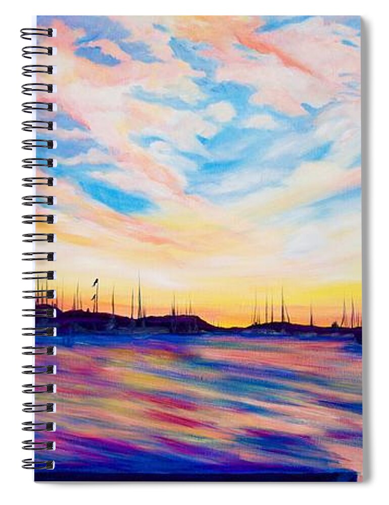 Sunset Point Spiral Notebook featuring the painting Sunset Point by Debi Starr