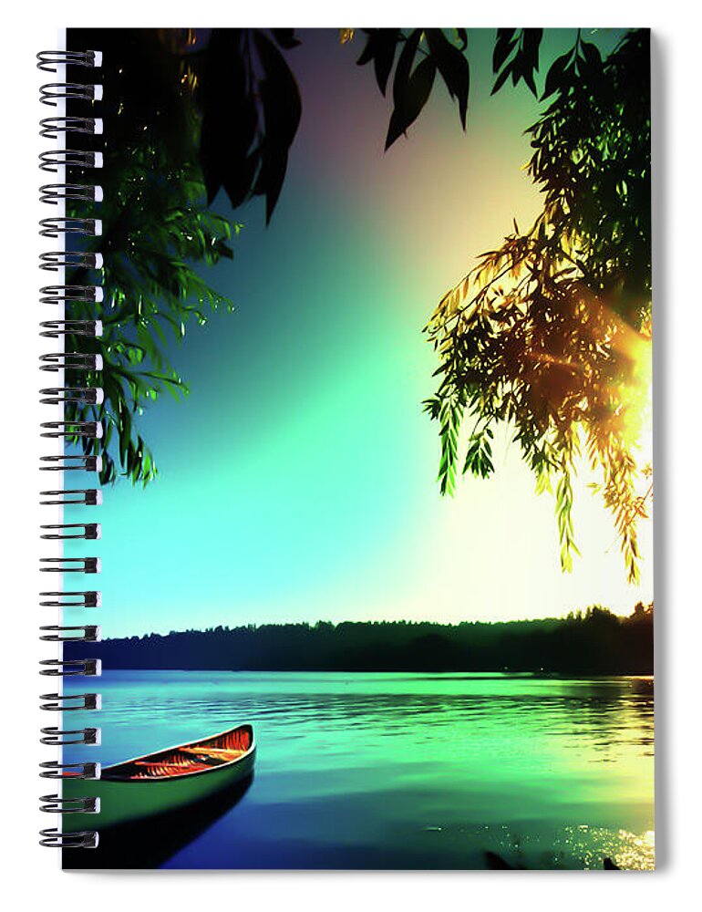 Serene Spiral Notebook featuring the digital art Sunset Rainbow at Kenmore Washington by Eddie Eastwood