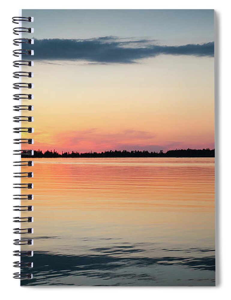 Kelly Hazel Spiral Notebook featuring the photograph Sunset Sail on Calm Waters by Kelly Hazel
