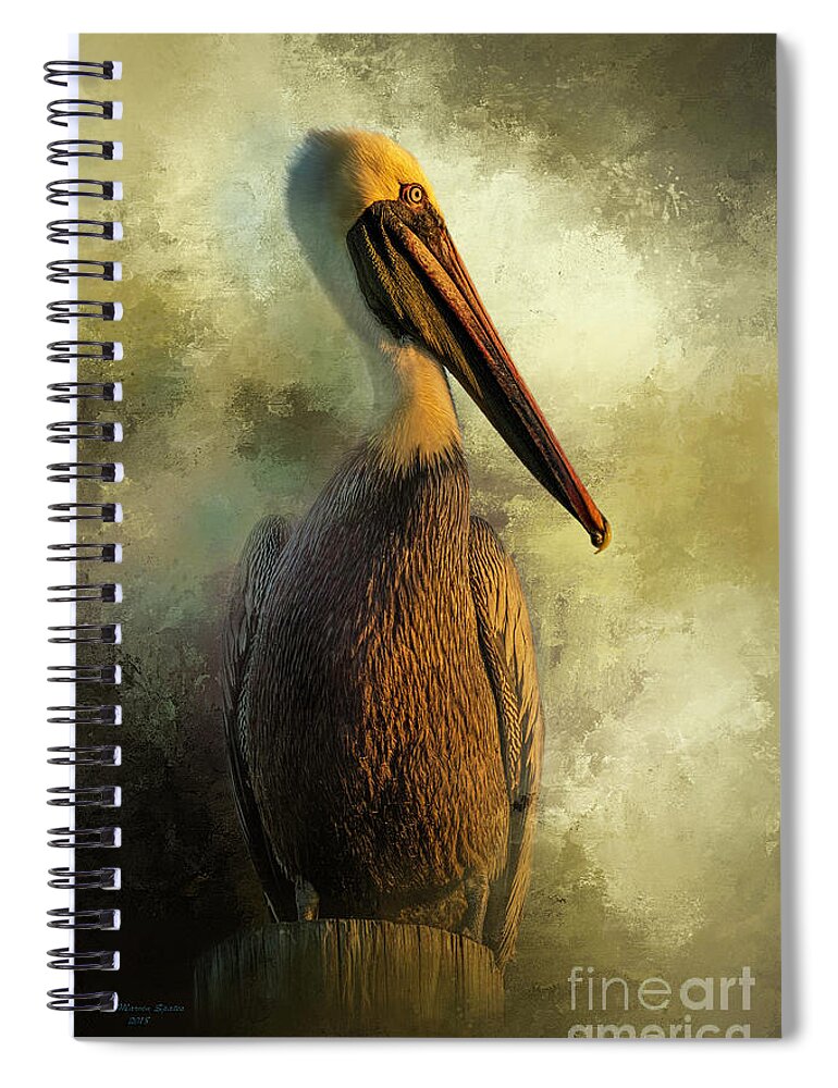 Pelican Spiral Notebook featuring the photograph Sunset Stare by Marvin Spates