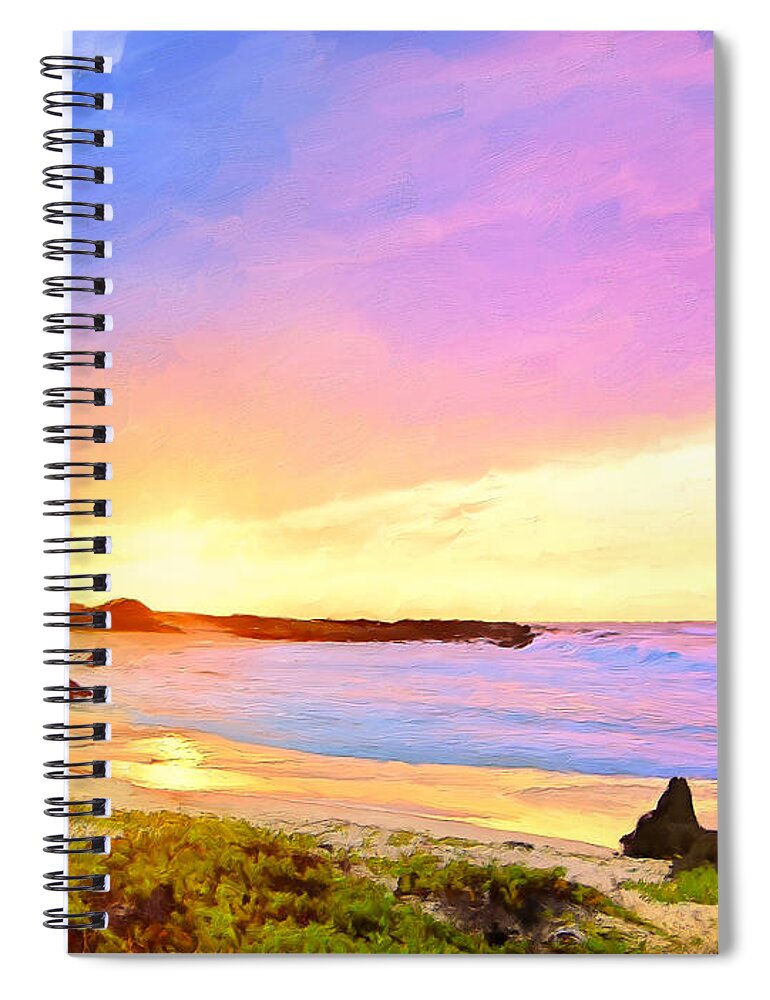 Sunset Spiral Notebook featuring the painting Sunset Walk by Dominic Piperata