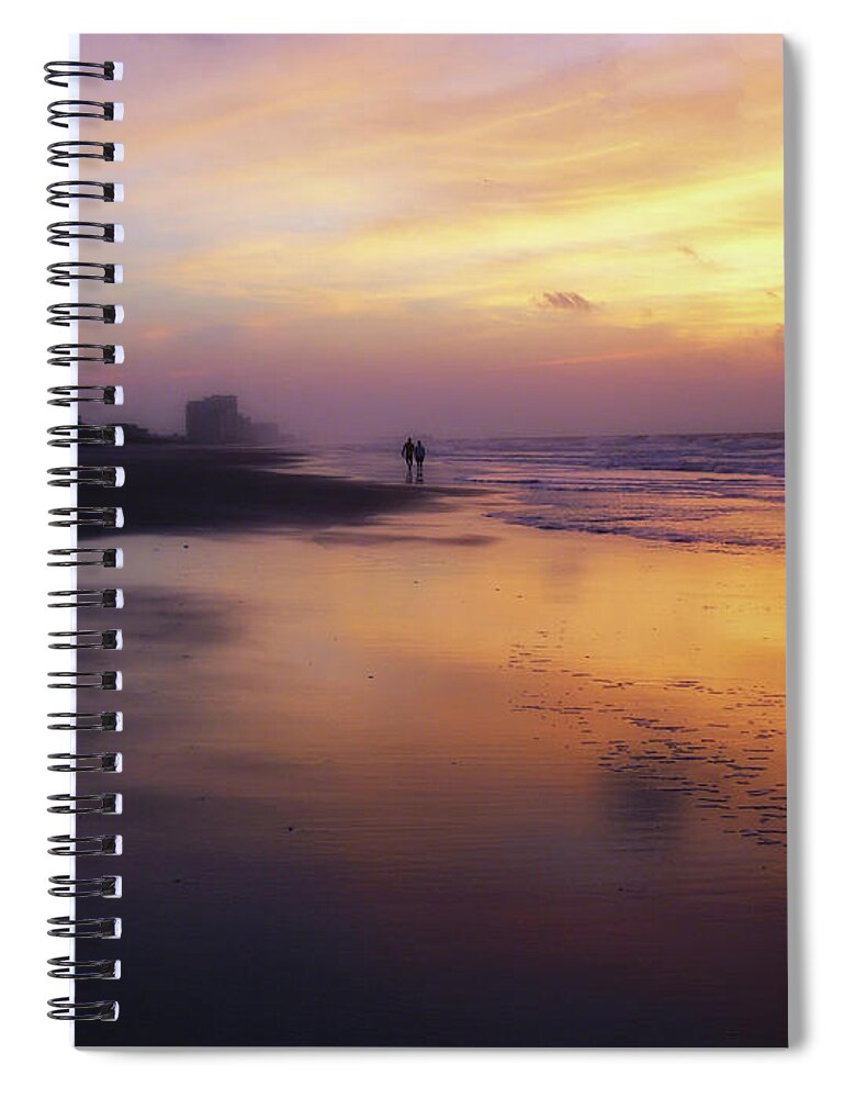 Sunset Spiral Notebook featuring the photograph Sunset Walk On Myrtle Beach by Jeff Breiman