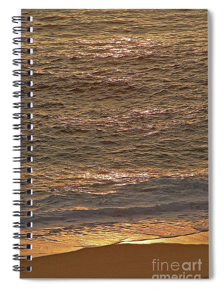 Golden Spiral Notebook featuring the photograph Sunset Waves Over Carmel Beach by Charlene Mitchell