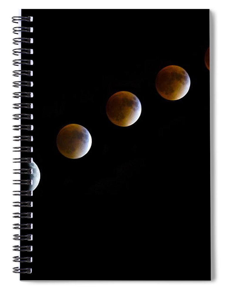 Moon Spiral Notebook featuring the photograph Super Blood Moon Time Lapse by Jennifer White