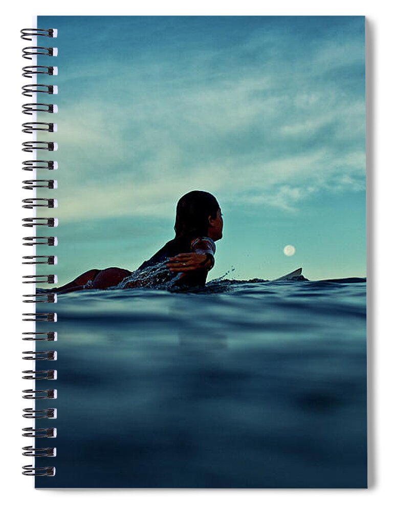 Surfing Spiral Notebook featuring the photograph Super Moon by Nik West
