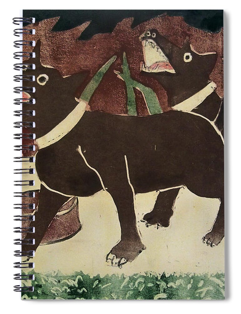 Animals Spiral Notebook featuring the painting Suppertime by Thomas Tribby