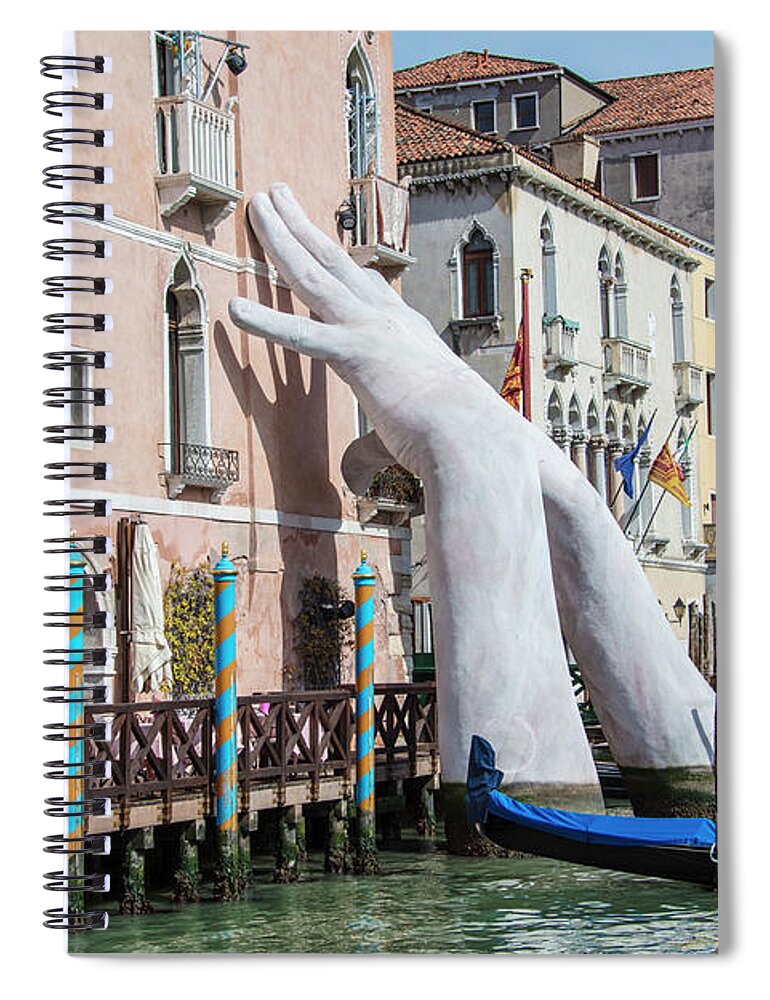 Canal Spiral Notebook featuring the photograph Support Venice Hands by John McGraw