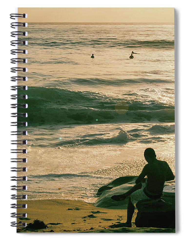 La Jolla Spiral Notebook featuring the photograph Surfer Boy Sunset by Becqi Sherman