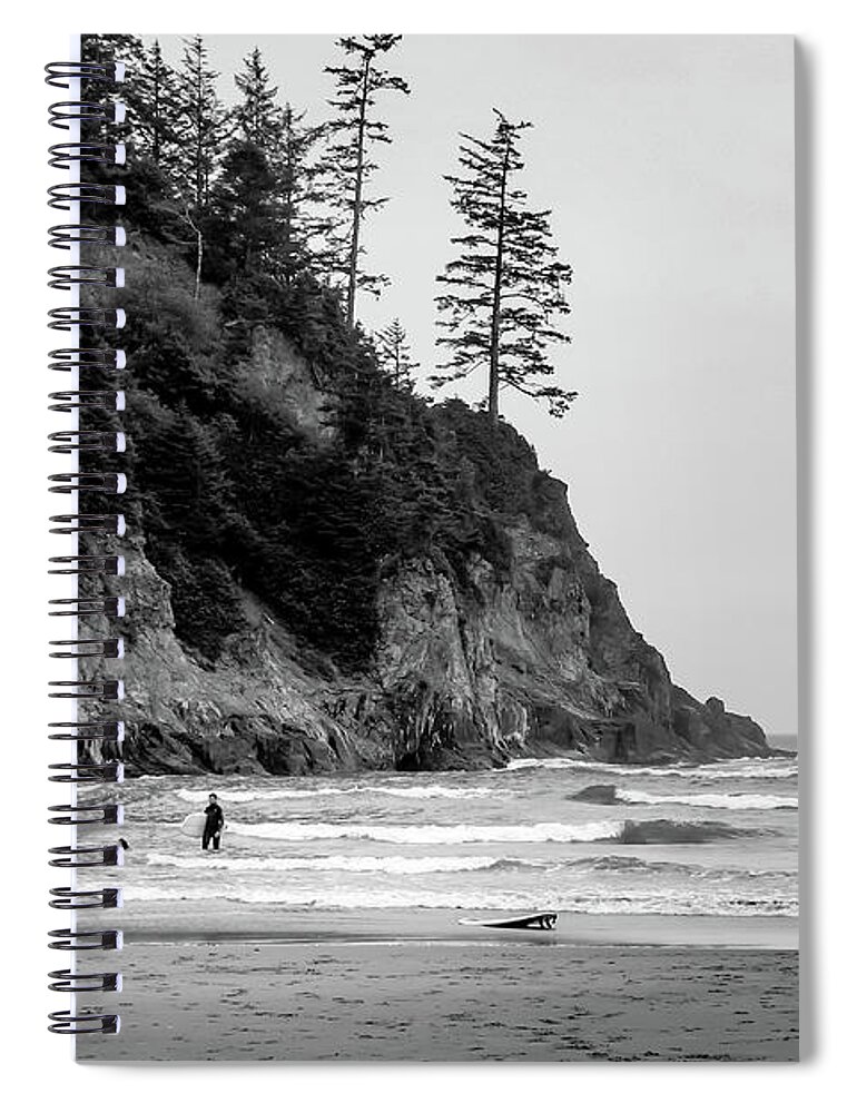 Beach Spiral Notebook featuring the photograph Surfers, Oregon Coast by Aashish Vaidya
