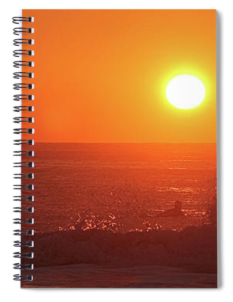 Sun Spiral Notebook featuring the photograph Surfing and Splashing by Robert Banach