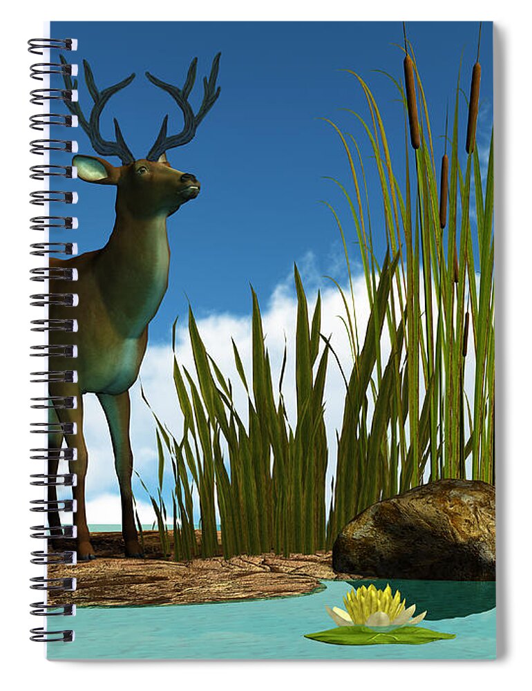 Deer Spiral Notebook featuring the painting Swamp Deer by Corey Ford