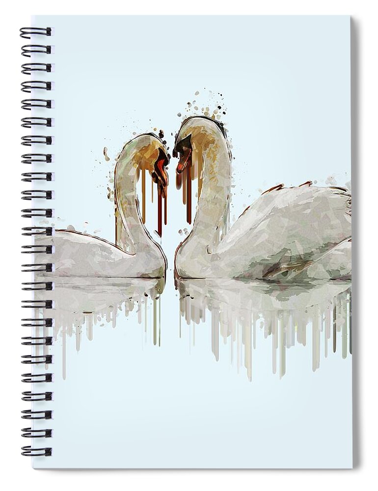 Swan Love Spiral Notebook featuring the painting Swan Love acrylic painting by Georgeta Blanaru