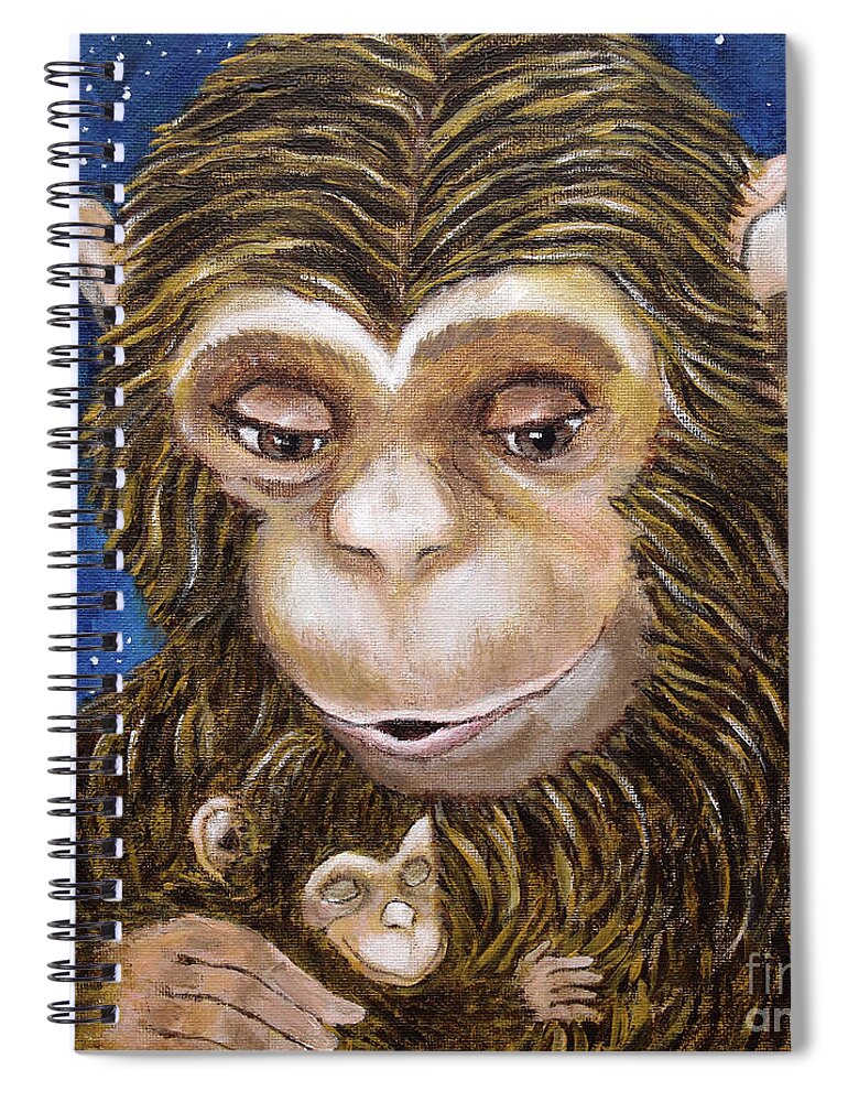 Monkey Paintings Spiral Notebook featuring the painting Sweet Dreams by Cheryl Rose