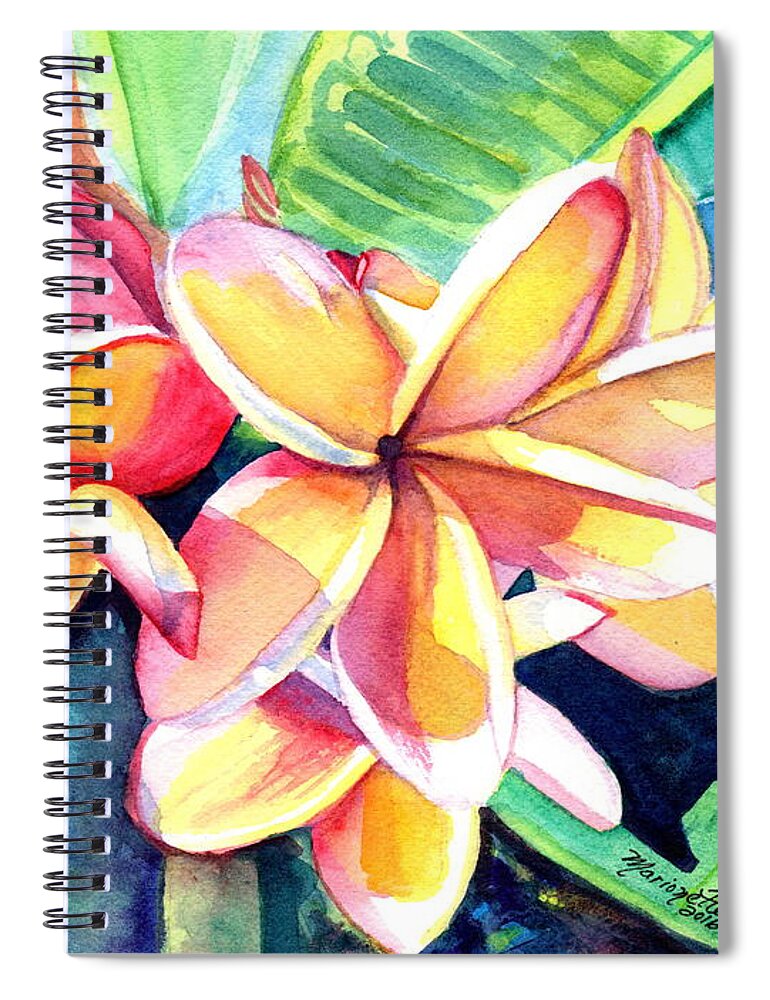 Plumeria Spiral Notebook featuring the painting Sweet Plumeria 2 by Marionette Taboniar