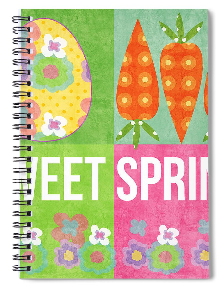 Spring Spiral Notebook featuring the mixed media Sweet Spring by Linda Woods