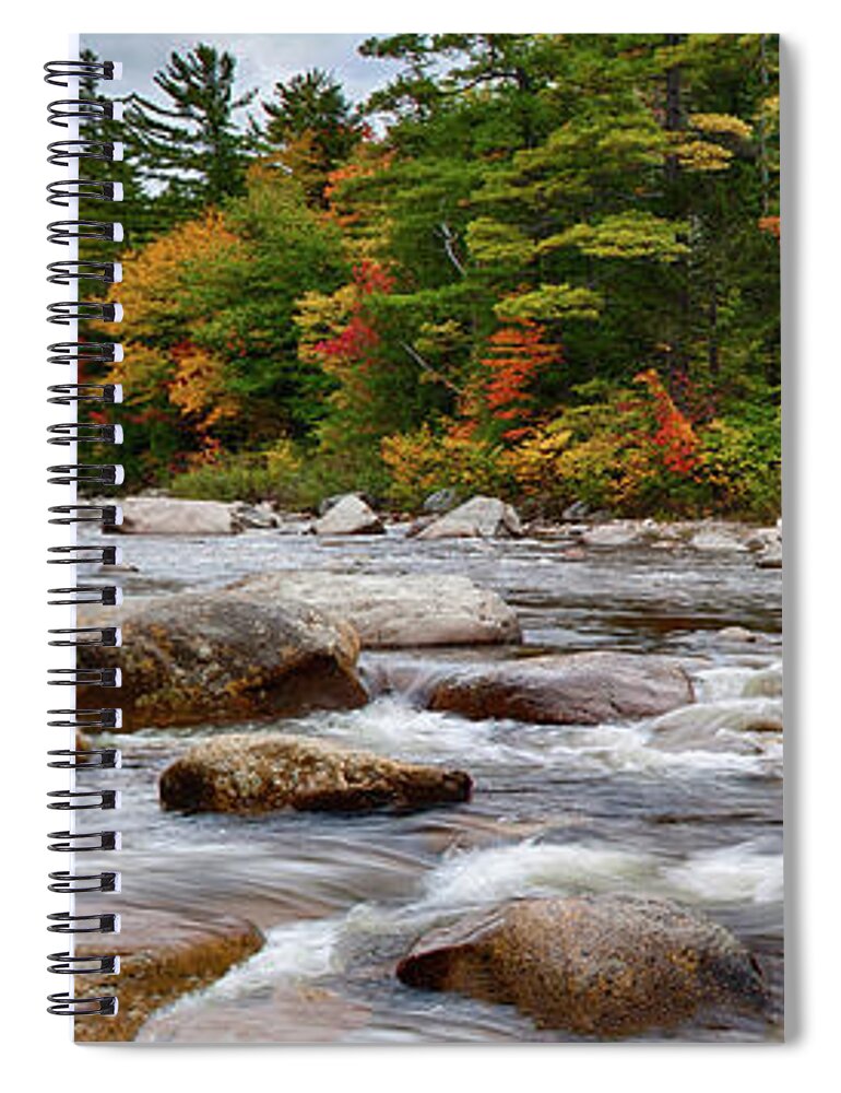 Albany New Hampshire Spiral Notebook featuring the photograph Swift River runs through fall colors by Jeff Folger