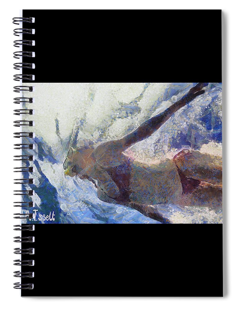 Dive Spiral Notebook featuring the digital art Swim and Dive I by Humphrey Isselt