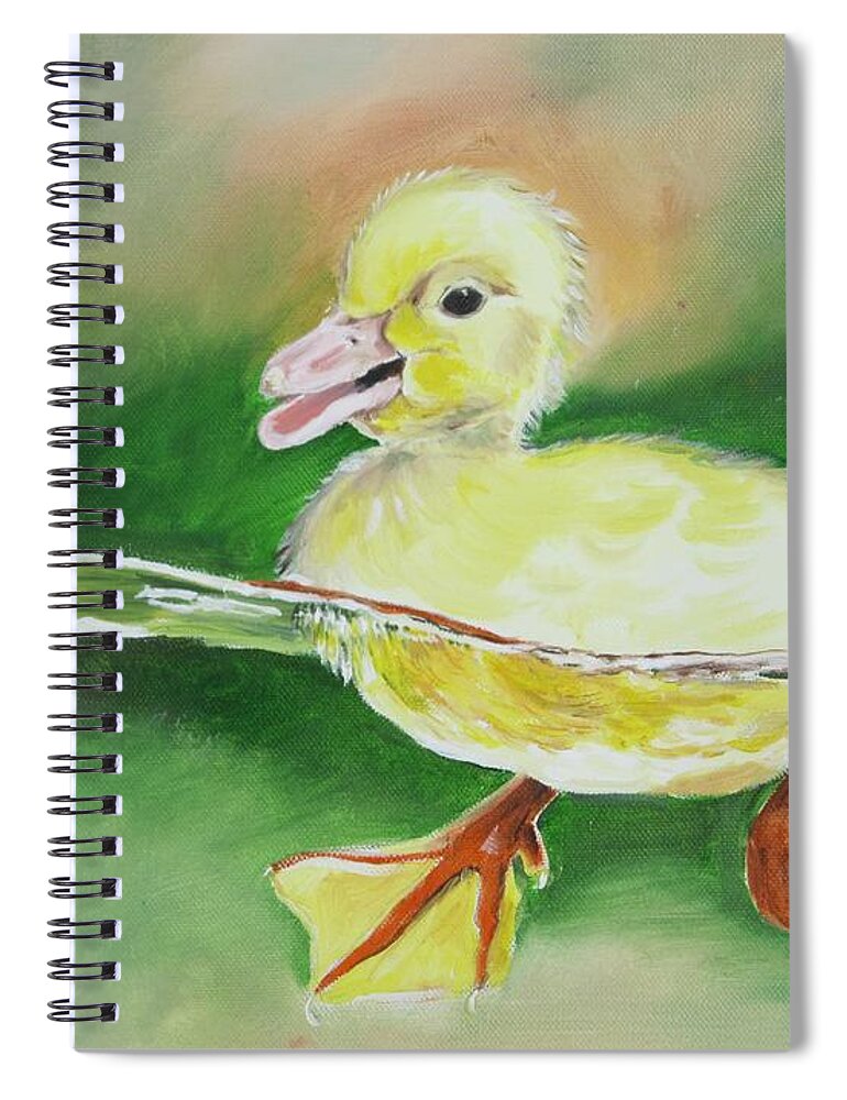 Duck Spiral Notebook featuring the painting Swimming Duckling by Teresa Smith