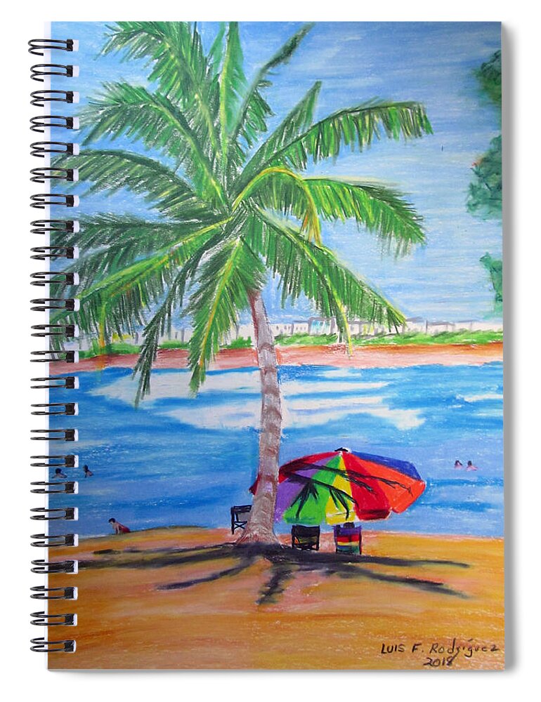 Jobo Beach Spiral Notebook featuring the painting Swimming In Jobo Beach by Luis F Rodriguez