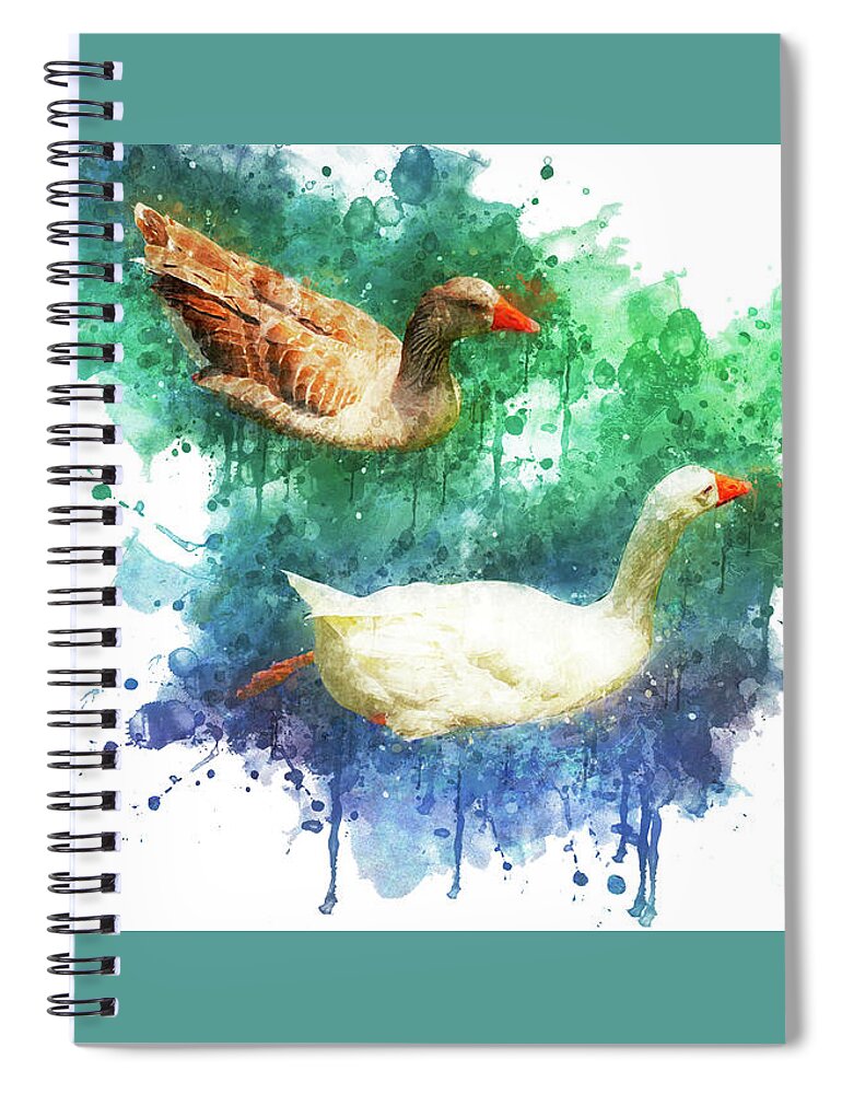 Watercolor Spiral Notebook featuring the digital art Swimming Through Life by Mary Machare