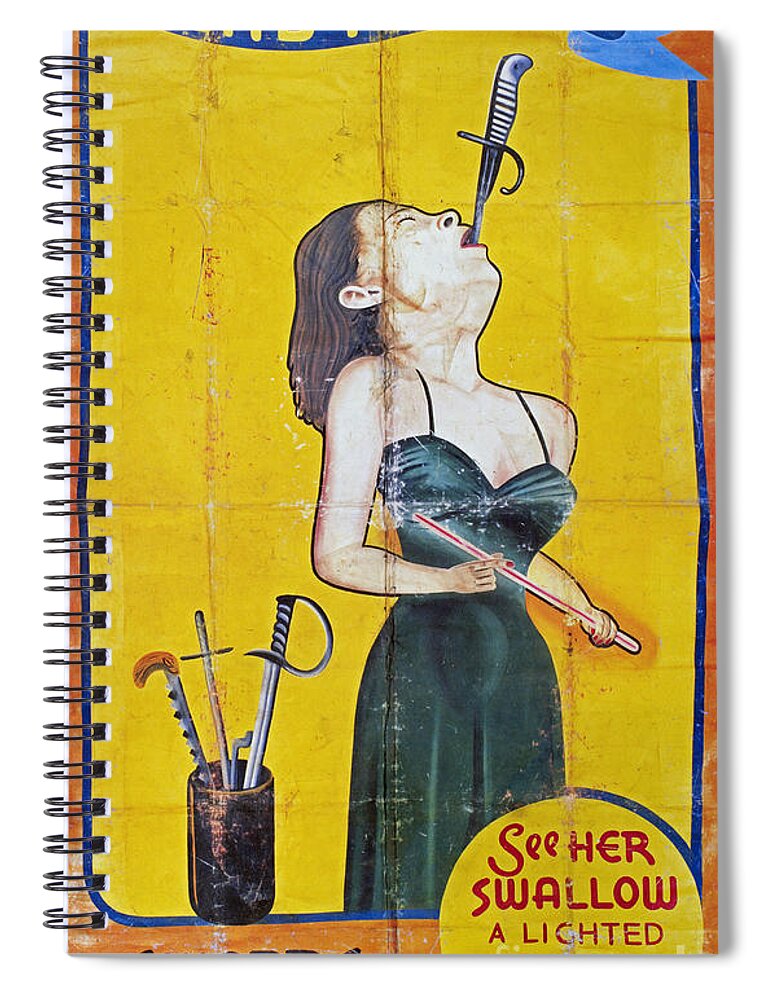 1950s Spiral Notebook featuring the photograph SWORD SWALLOWER, c1955 by Granger
