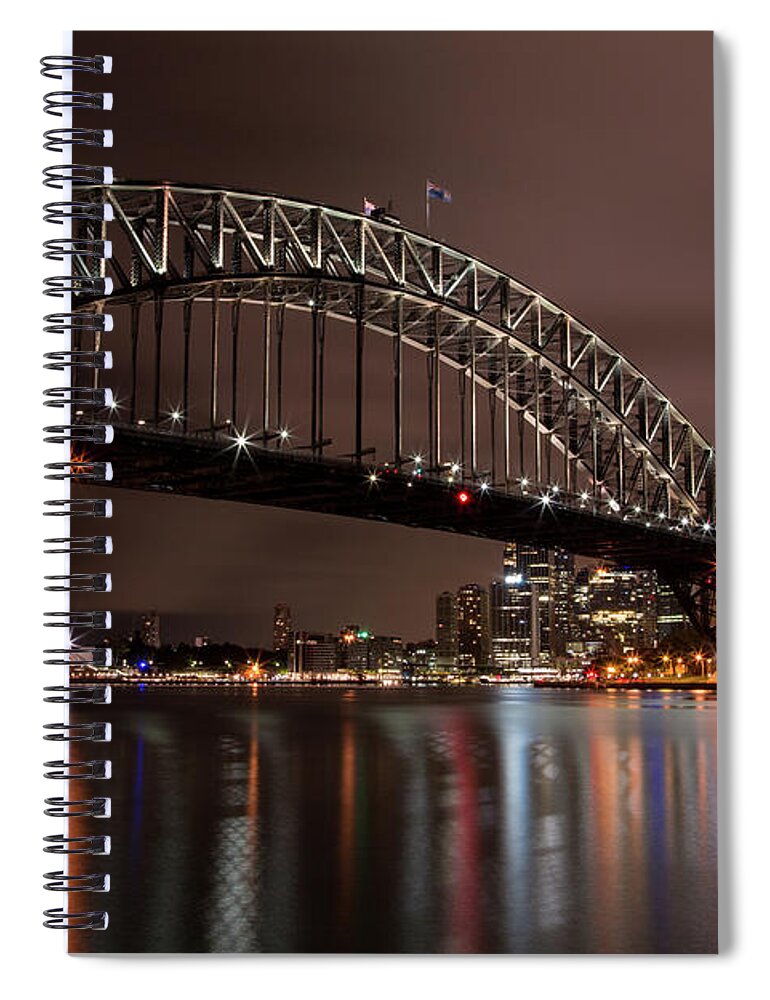 Sydney Spiral Notebook featuring the photograph Sydney Harbor at Night by John Daly