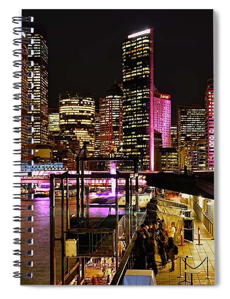 Diana Spiral Notebook featuring the photograph Sydney Harbor VIVID Festival Australia by Diana Mary Sharpton