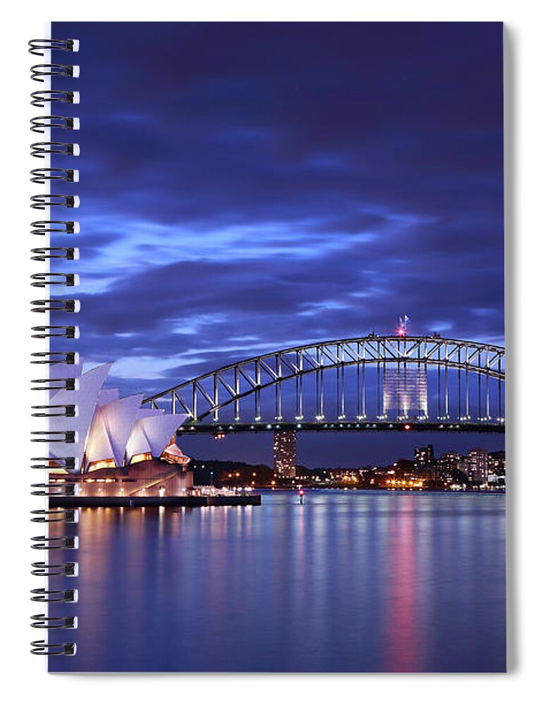 Sydney Harbour Bridge Spiral Notebook featuring the digital art Sydney Harbour Bridge by Super Lovely
