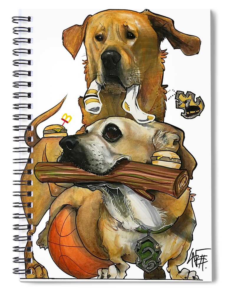 Pet Portrait Spiral Notebook featuring the drawing Szczupak 3187 by John LaFree