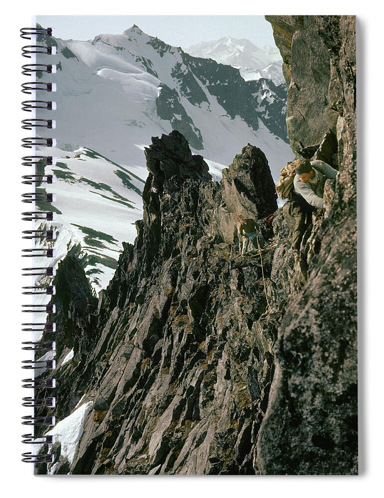 Don Gordon Spiral Notebook featuring the photograph T-04401 Don Gordon and Fred Beckey on First Ascent East Ridge Forbidden Peak by Ed Cooper Photography