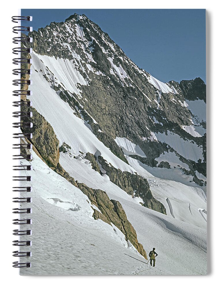 Fred Beckey Spiral Notebook featuring the photograph T-104406-B Fred Beckey Below Forbidden Peak by Ed Cooper Photography