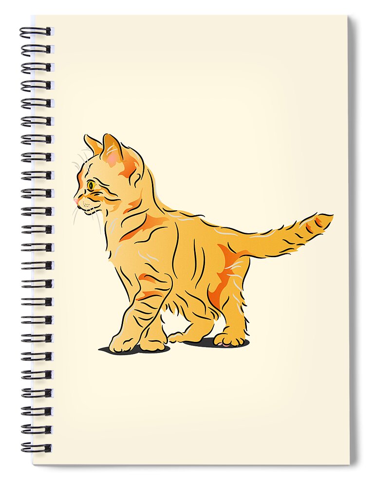 Graphic Cat Spiral Notebook featuring the digital art Tabby Kitten by MM Anderson