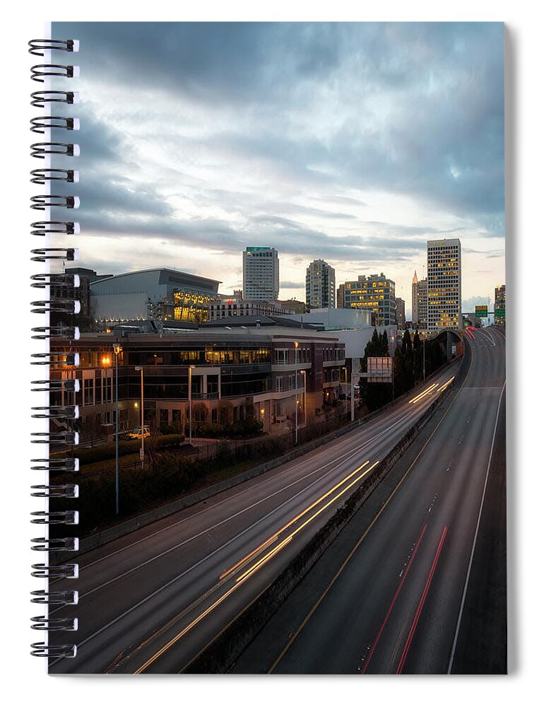 Tacoma Spiral Notebook featuring the photograph Tacoma Exit Here by Ryan Manuel
