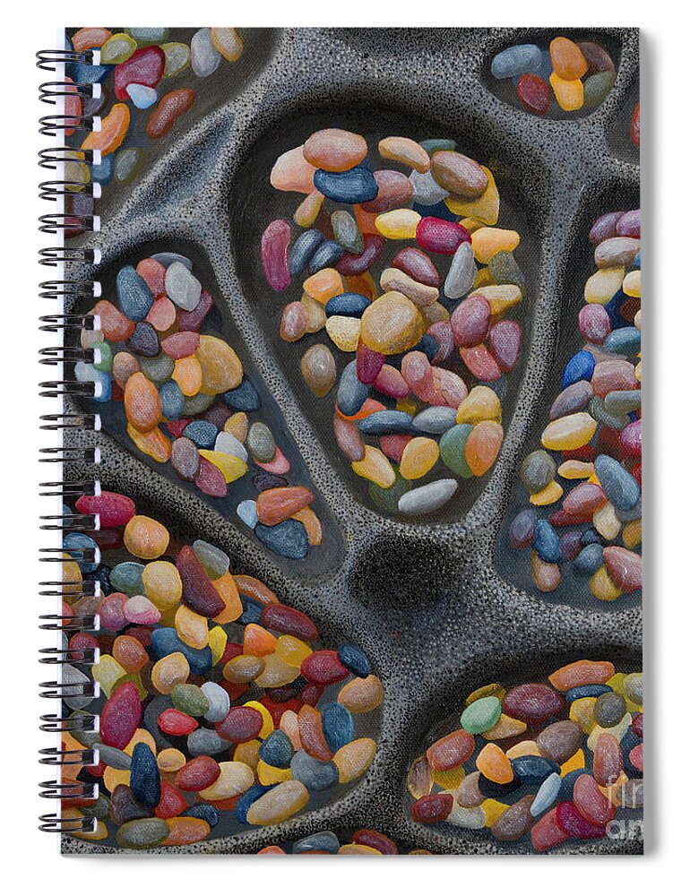 Pebbles Spiral Notebook featuring the painting Tafoni Pockets by Garry McMichael