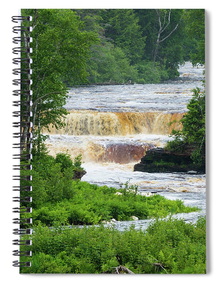 Tahquamenon Spiral Notebook featuring the photograph Tahquamenon The Lower Falls by Jennifer White