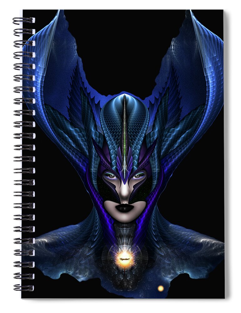 Taidushan Sai Spiral Notebook featuring the digital art Taidushan Sai Shadow Blue RB by Rolando Burbon