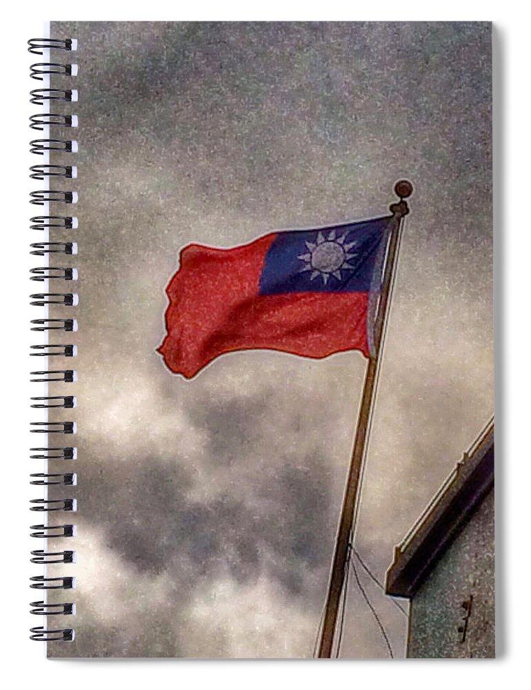 Painterly Photography Spiral Notebook featuring the photograph Taiwan Flag by Bill Owen